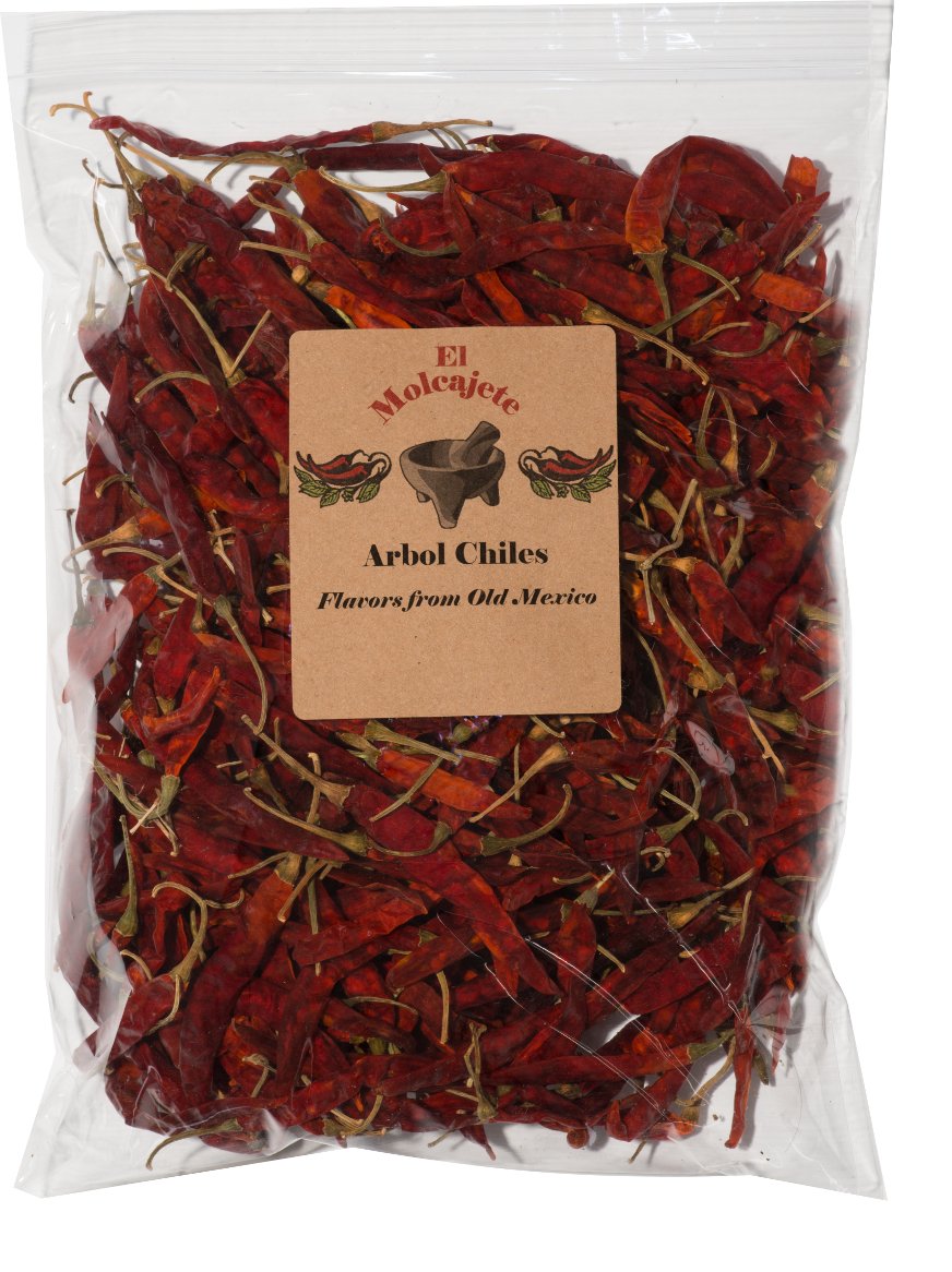 Arbol Chile Whole Dried Arbol Chile 8 oz El Molcajete
