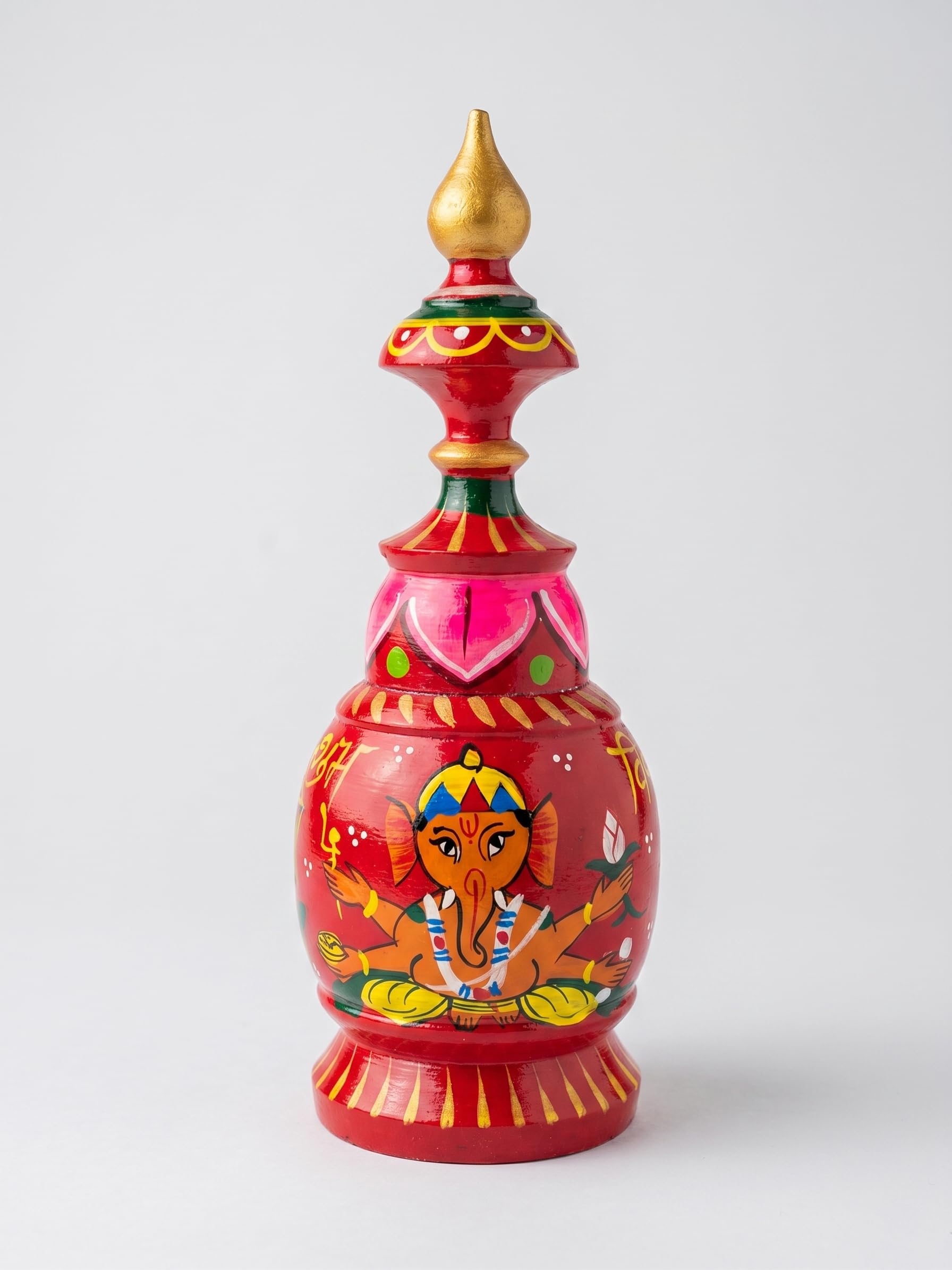 BalaJi Handicraft Handpainted Ganesha Wooden Sindoor Refillable