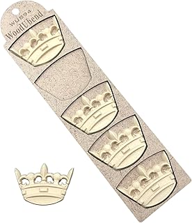 WoodUbend WUB0094 Pack of 5 Crowns Appliques - Heat Bendable & Flexible Wood Onlays 7x5cm - DIY Craft, Furniture & Home Decor - Easy to Apply & Paint - Versatile, Reusable & Durable Decorative Decals
