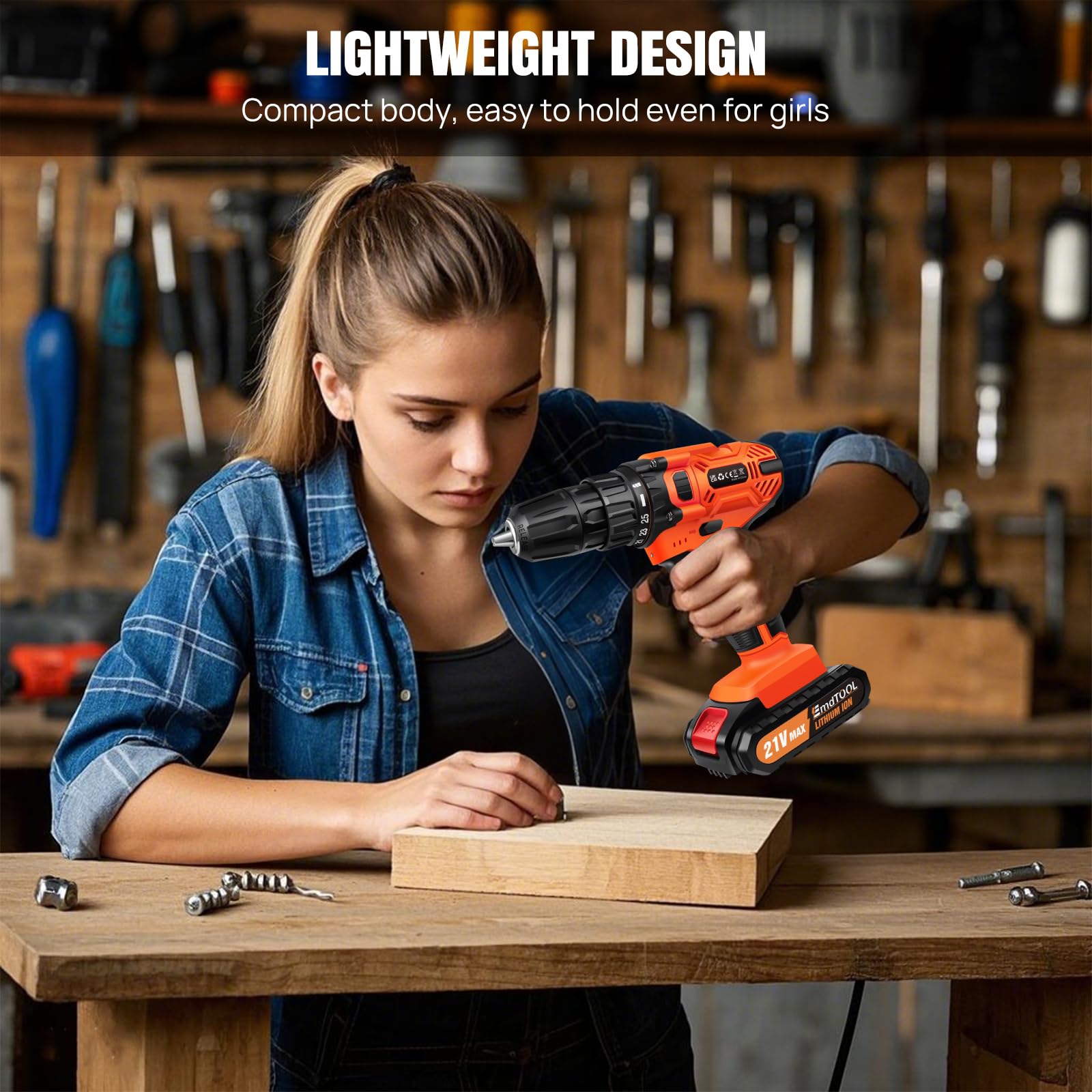Trapano avvitatore a batteria Combi Trapani elettrici Worklight w/2pcs batterie agli ioni di litio