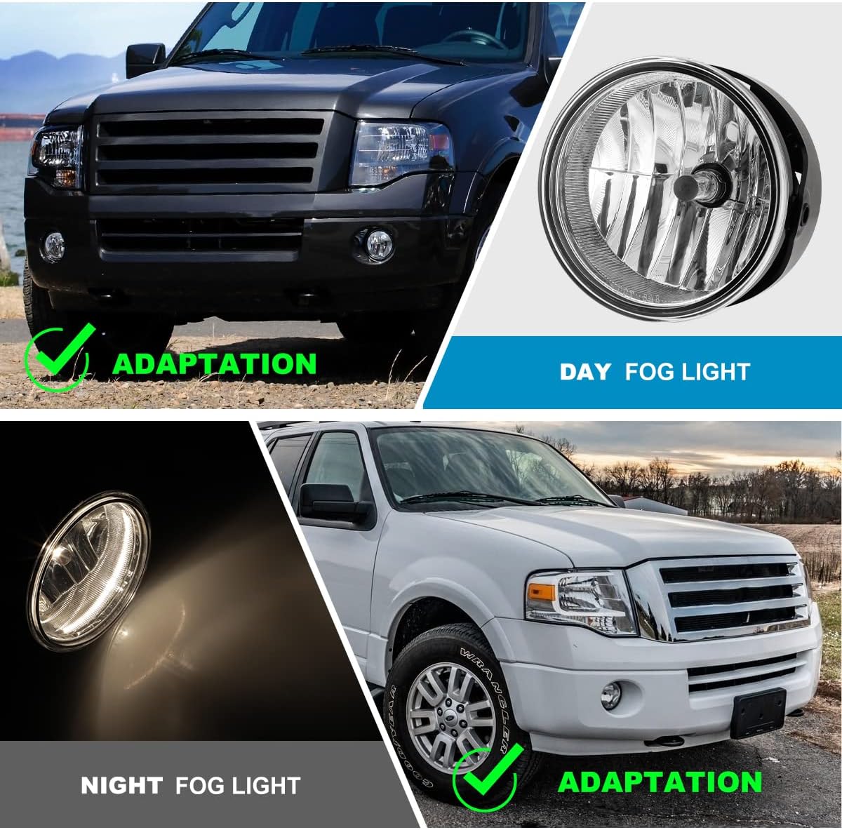 CPW Fog Lights Compatible with Ford [2007 2008 2009 2010 2011 2012 2013 2014 Ford Expedition] [2008-2011 Ford Ranger] Driving Fog Lights Assembly Replacement