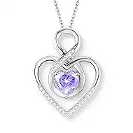 PopTopping Heart Necklace for Women, 925 Silver Necklace with Infinity Heart Pendant, Personalized Birthstone Necklace Anniversary Birthday Gifts for Wife, Girlfriend, Mom