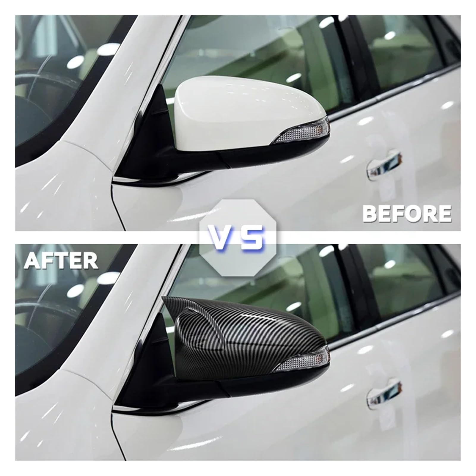 2 Stück kompatibel mit Toyota Yaris 2012–2020 Rückspiegelgehäuse Shell Cover Cap Deckel Autoteile | Bright black