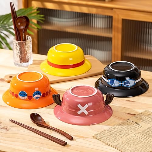 Miniatura 6 de Cuenco de ramen con sombrero de paja (cuenco de cerámica + cuchara de madera + palillos) para los fanáticos del anime