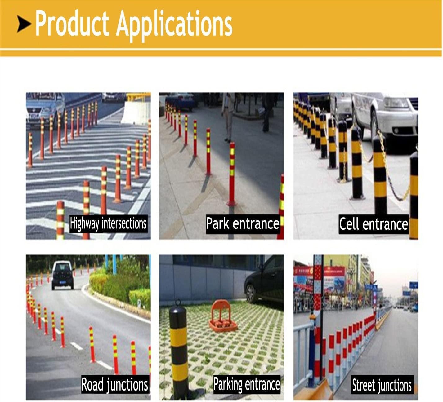 Poteaux de stationnement, cônes de sécurité en Caoutchouc Haute visibilité et bornes de stationnement - Poteaux de barrière Jaunes et Rouges durables pour Le stationnement Automobile, la ges