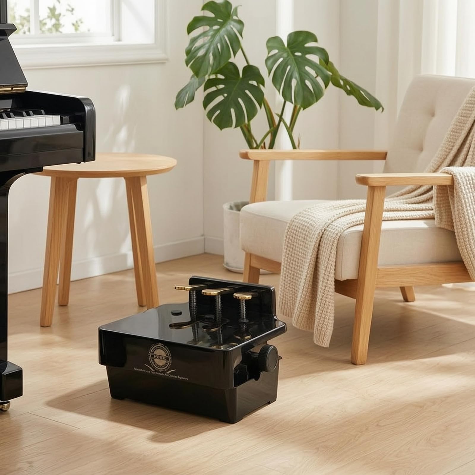 Pedale per Pianoforte per Bambini Regolabile con Tre Leve Rialzate Poggiapiedi Supporto Struttura Robusta E Acciaio Inossidabile Adatto a Pianoforti Verticali Casa Scuola