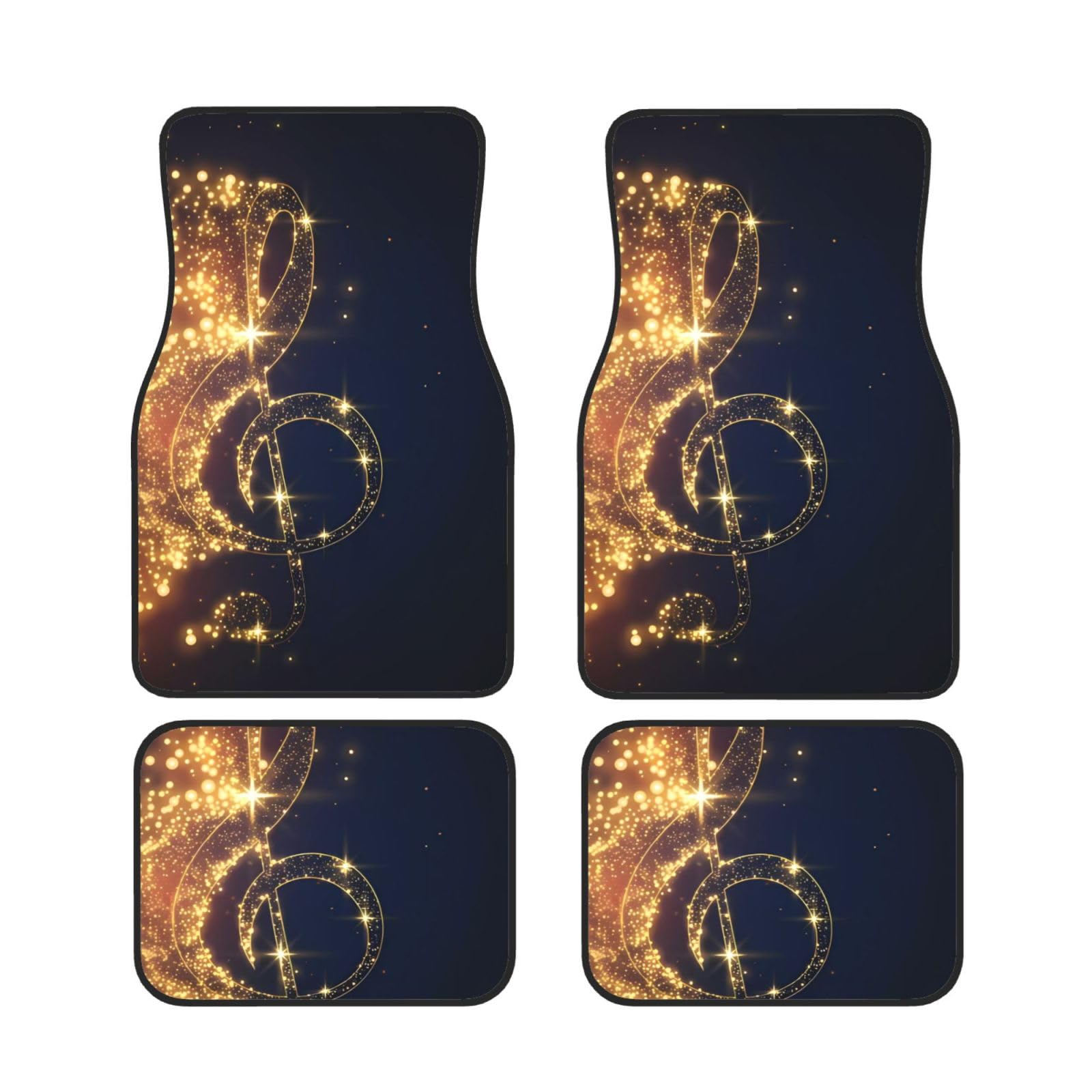 Tapis de sol voiture caoutchouc robuste avec note de musique dorée