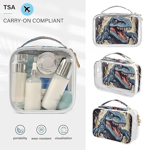 Miniatura 5 de Tyrannosaurus Rex Dinosaur Clear Toiletry Bag for Traveling,2 Pack Makeup Cosmetic Bag with Zipper,Travel Bag for Toiletries,Travel Essentials