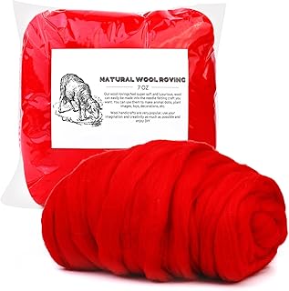 7.02oz Wool Roving Yarn, Needle Felting Wool, Wool Felting Supplies for Needle Felting Hand Spinning DIY Craft Materials, Fibre Wool Yarn Roving Needle Felting for Needle Felting Craft