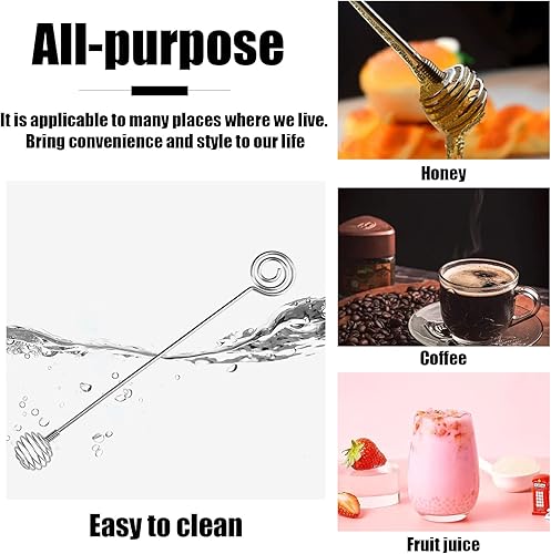 Miniatura 4 de Palitos de miel, 5 unidades de acero inoxidable con peine de miel, cucharas pequeñas de miel para tarro de miel, dispensar miel (plateado)