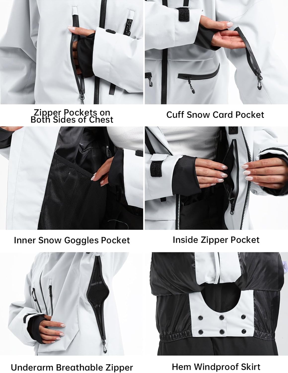 GSOU SNOW Snowboard Jacket Womens Ski Jacket Mens Snow Coat Baggy Waterproof Insulated Winter Hooded Mountain Coats - Image 5