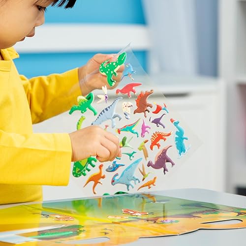 Miniatura 7 de Melissa & Doug Puffy Sticker Activity Books Set of 3 – Safari, Dinosaur & Ocean, with 118 Reusable Puffy Stickers and Fold-Out Scenes, Mess Free