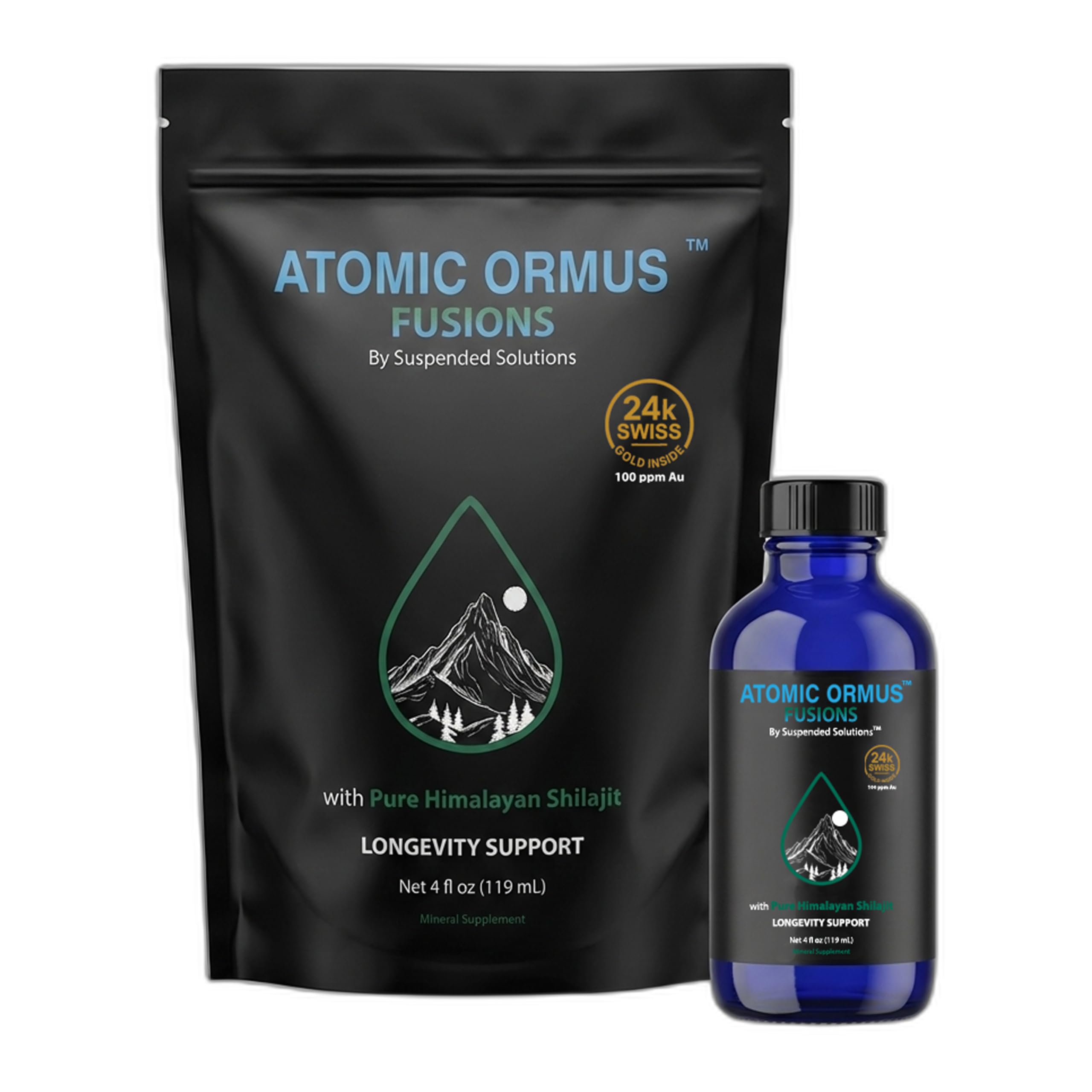 Atomic ORMUS Fusions Shilajit Monoatomic Gold – 4oz Liquid, 24k Gold ORMUS + 20:1 Shilajit Extract, Energy, Stamina & Vitality Supplement