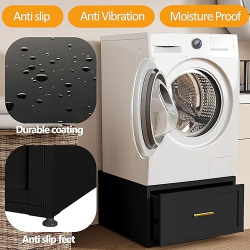 Miniatura 5 de Pedestal de lavadora y secadora, pedestal de lavadora y secadora de alta resistencia de 440 libras, pedestal universal para lavadora y secadora con