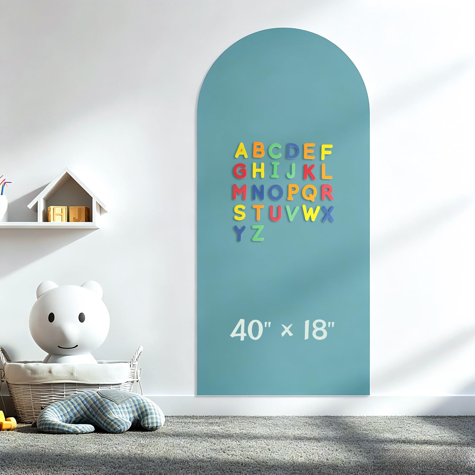 40 x 18 Arch Magnetic Wall Decal, Upgraded Self-Adhesive UnPeel Magnetic Chalkboard for Wall, Magnet Wall Drawing Learning for Playroom, School, Home(LightBlue