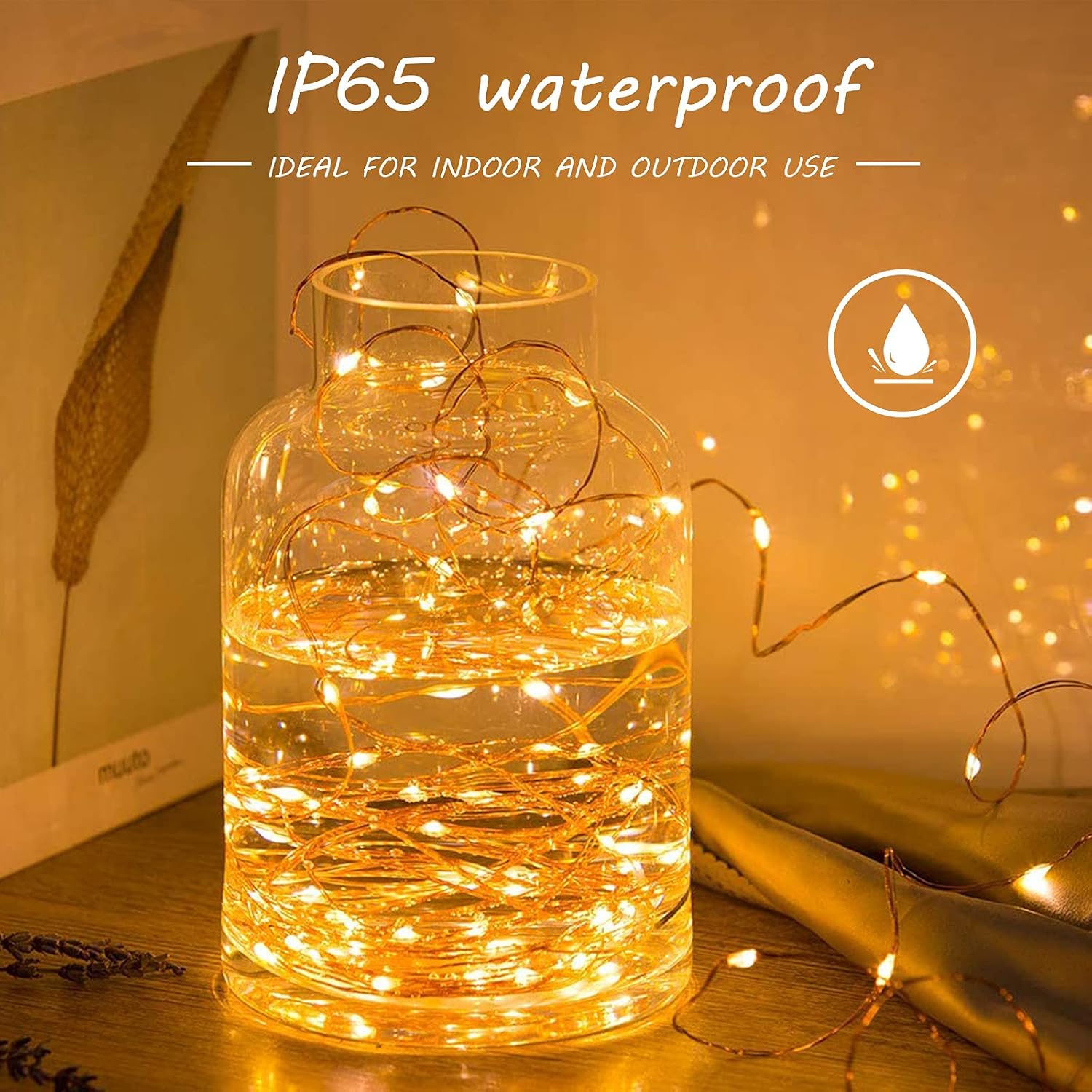 Ehome Fairy Lights Plug in, 99Ft 300 Led String Lights Waterproof Copper Wire Lights with UL Adapter Included, Led Fairy Lights for Bedroom, Patio, Wedding, Christmas, Indoor Outdoor Decoration