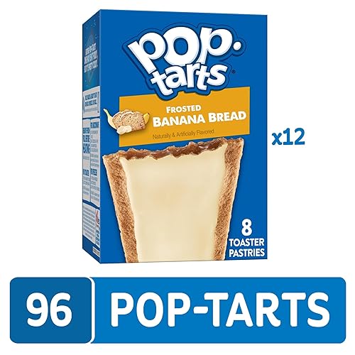 Vista 5 de Pop-Tarts - Tostadas, alimentos para el desayuno, bocadillos para niños, pan de plátano glaseado (96 Pop-Tarts)