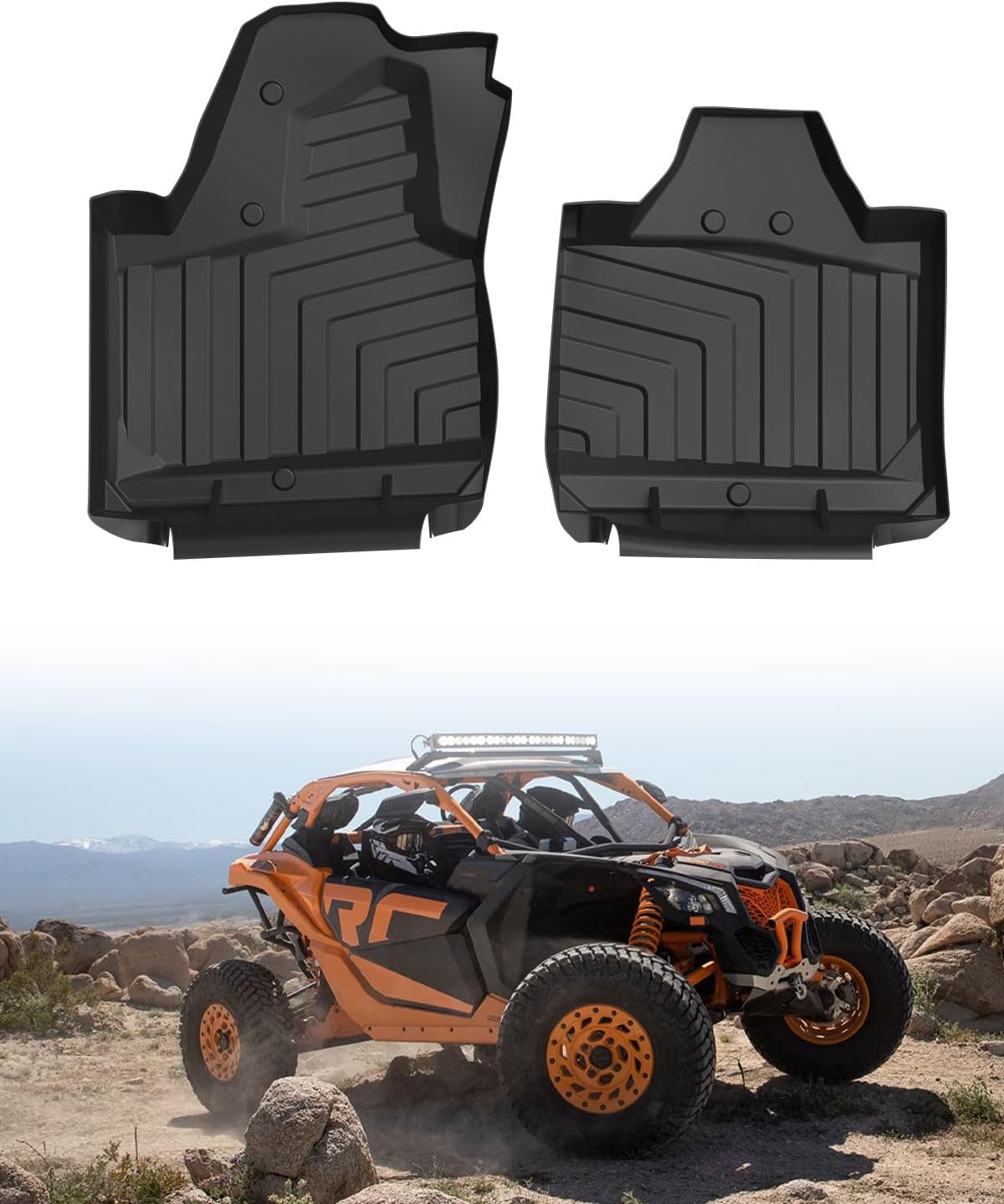 TPE Floor Mats for Can-Am Maverick X3, Front TPE Non-Slip Floor Liner All Weather Protection Waterproof Slush Mats for Can Am Maverick X3 2017-2025 Accessories