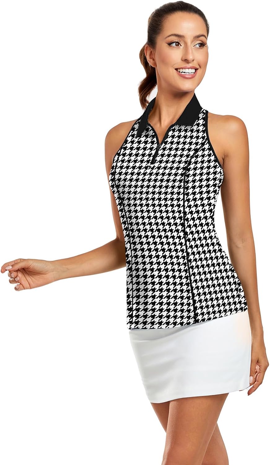 Women Racerback Sleeveless Golf Polo Shirts Collarless Tennis Tops Quick Dry Athletic Tank Tops - Image 4