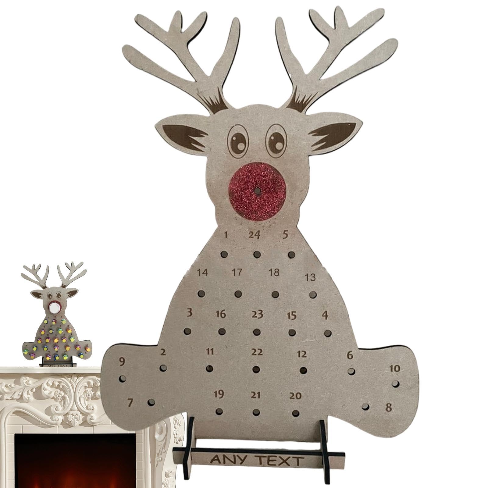 Wood Advent Calendars Decor 2024 - Christmas Theme Countdown Calendar With Reindeer Ornament For Bedroom, Study, And Living Room Decor Christmas Countdown Calendar 2024 - Wooden With R