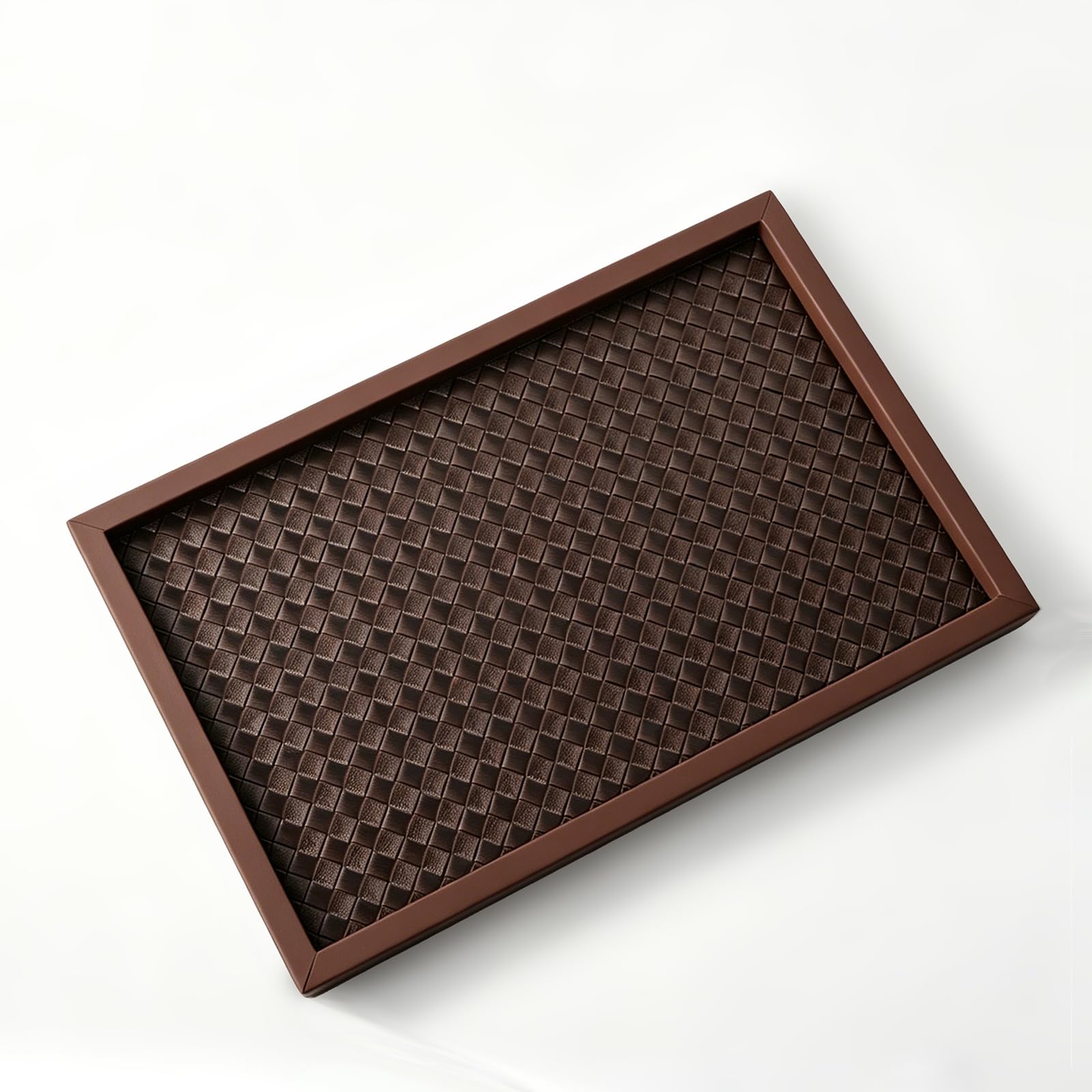 SANZIE Plaited Leather Tray for Jewellery, Valet Tray for Keys (Brown) — image 1