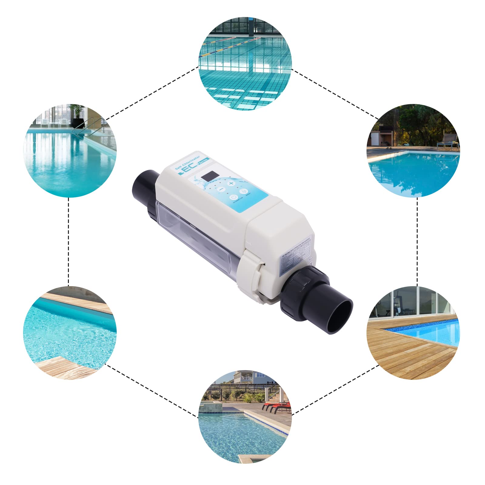 Generador de cloro de 8 g/h, sistema de agua salada, electrólisis, generador de cloro, adecuado para piscinas SPA de 50 m³