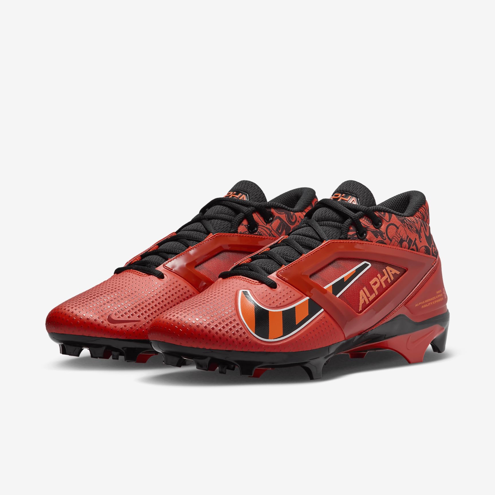 Nike Alpha Menace 4 Elite - Tacos de fútbol (FD7036-600, rojo universitario/rojo/negro/blanco)