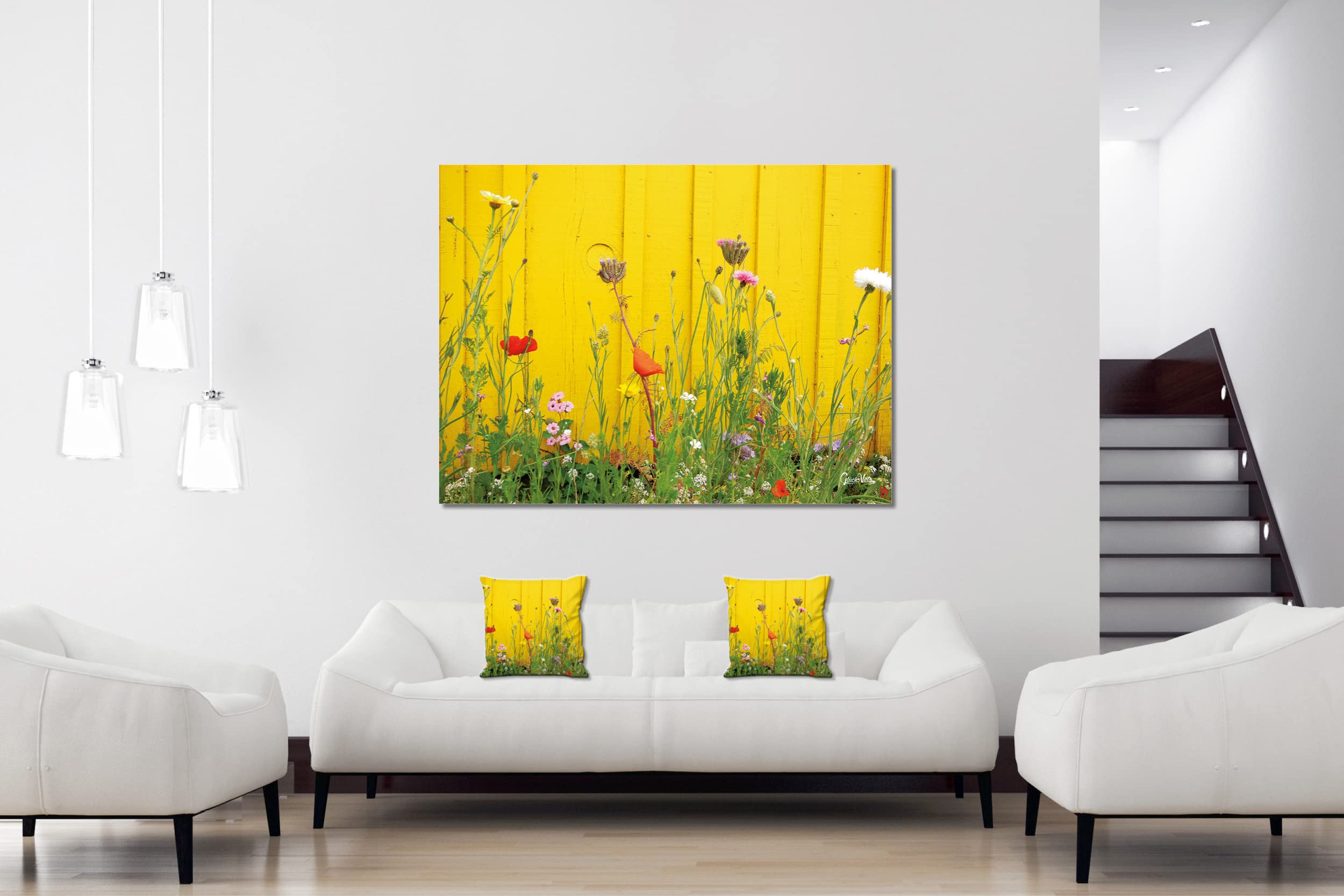 Wildblumen - Foto-Kissen-Hülle Set (2 STK.) 40 x 40 cm | Kissen-Bezüge - passend zu Wandbild - Deko-Kissen - Blüte Pflanze Natur Garten