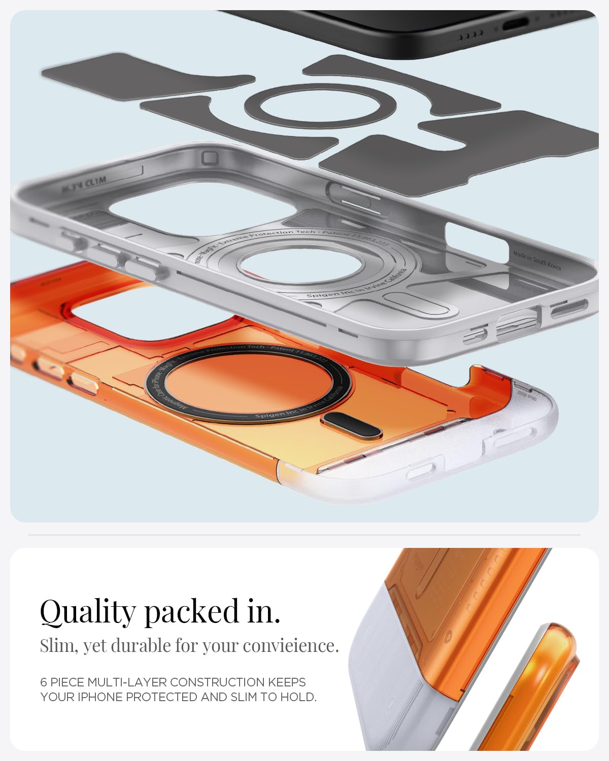 Spigen Classic C1 MagFit Case for iPhone 16 Pro, Compatible with MagSafe Accessories - Tangerine - Image 4
