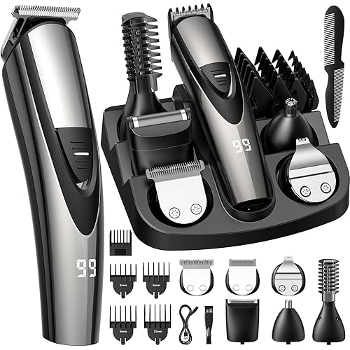 SHPAVVER Beard Trimmer for Men: Professional Barber Hair Clippers - 12-in-1 Cordless Grooming Kit - Waterproof Electric Razor with Turbo Speed & Precision Blades