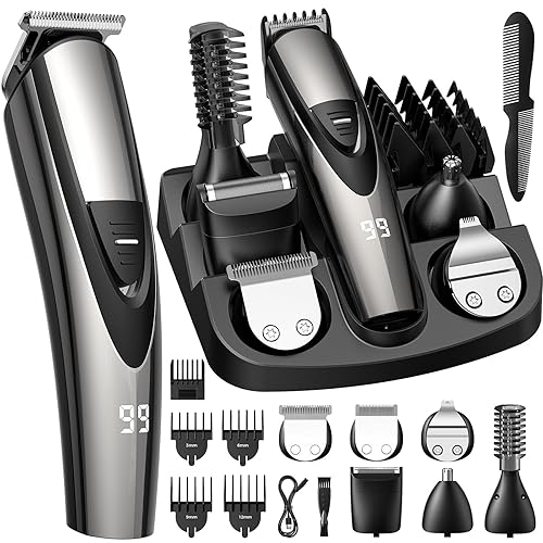 SHPAVVER Beard Trimmer for Men: Professional Barber Hair Clippers - 12-in-1 Cordless Grooming Kit - Waterproof Electric Razor with Turbo Speed & Precision Blades