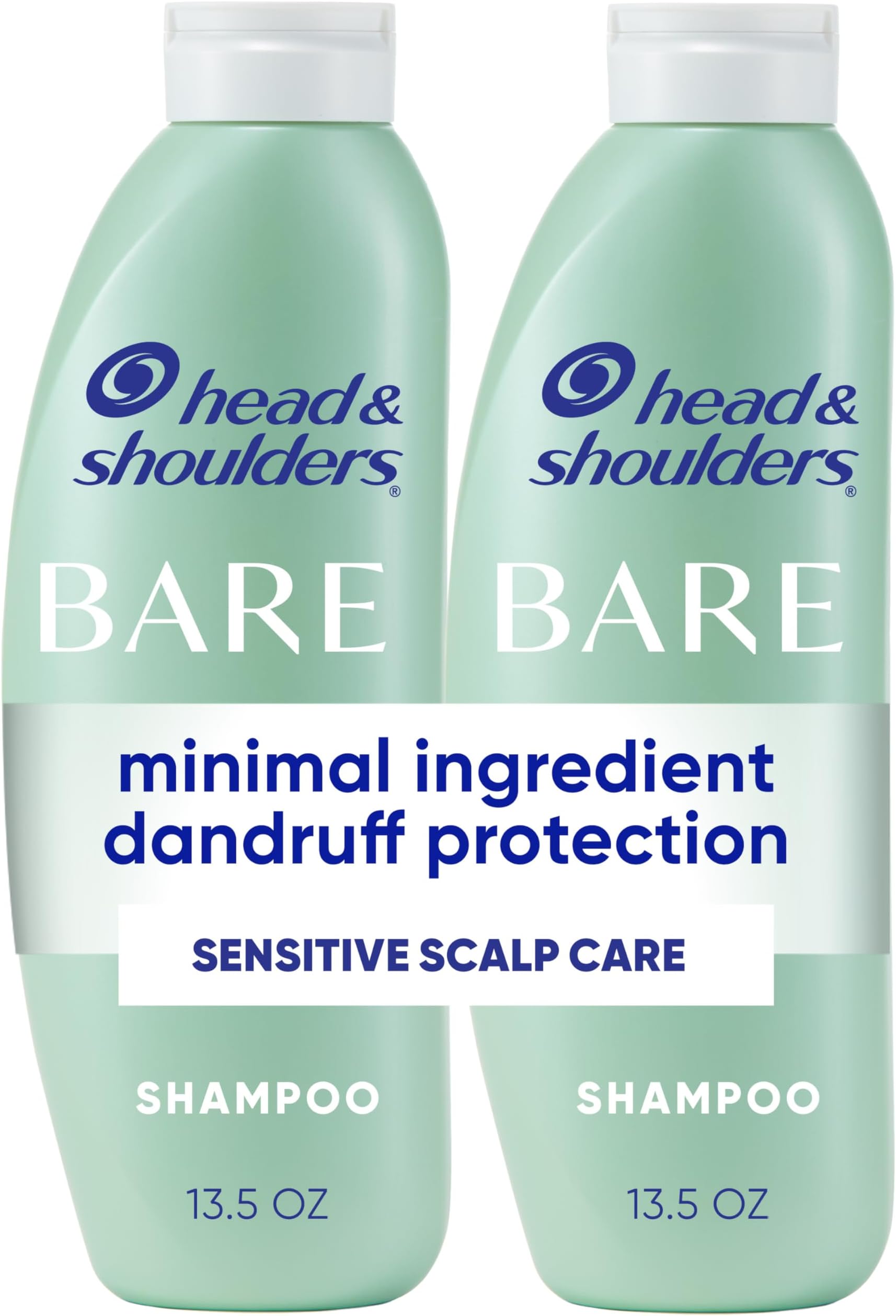Anti-Dandruff Shampoo, BARE Sensitive Scalp Care Twin Pack, with 1% Pyrithione Zinc, Fragrance-Free, Free of Sulfates, Silicones, Gentle, 13.5 fl oz Each