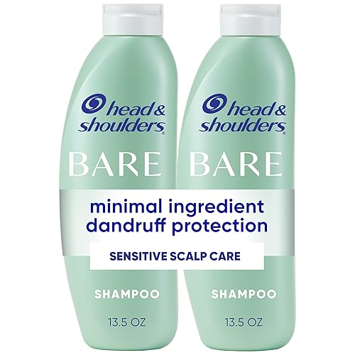 Head & Shoulders Champú anticaspa, paquete doble de cuidado del cuero cabelludo sensible BARE, con 1% de piritiona de zinc, sin fragancia, libre de