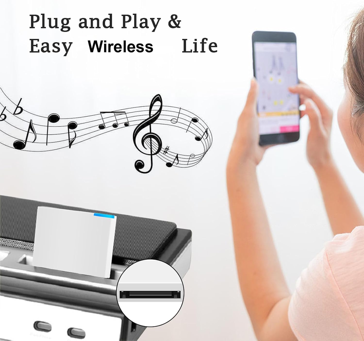 Diyeeni 30 Pin Bluetooth Adapter Receiver, Wireless 30Pin Stereo Audio Adapter Bluetooth 5.0 Music Receiver for Bose Sounddock and Other 30 Pin Dock Speakers, Not for Car or Motorcycle image 5