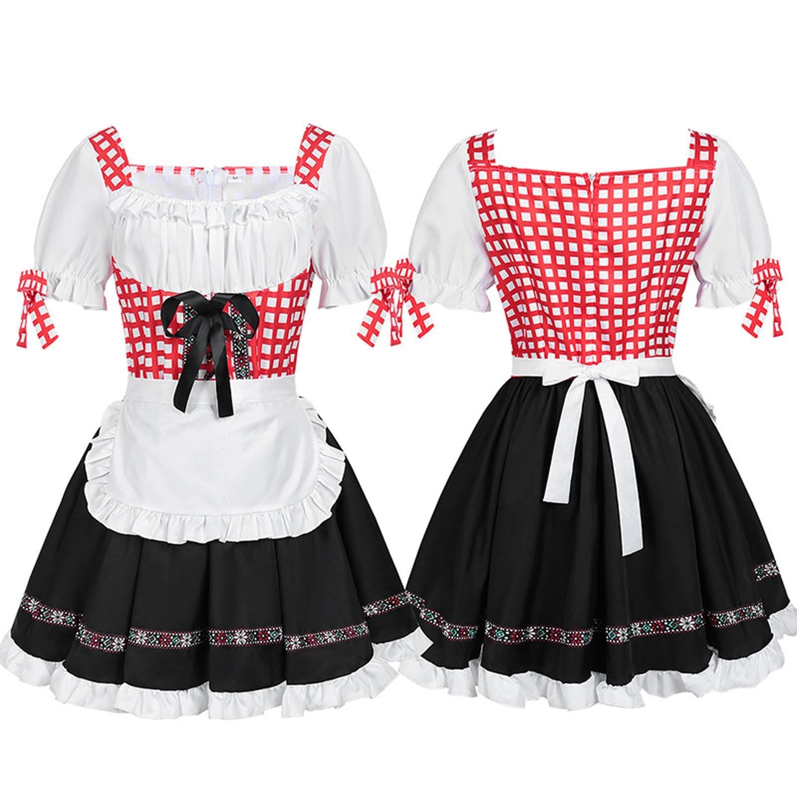 Generisch Dirndl Damen Dirndelkleider Trachtenmode Trachtenrock Kleid Für Oktoberfest, Oktoberfest Dirndl Damen Trachtenkleid Elegantes Cosplay Kostüm Mittelalterliches Festkleid Tradition