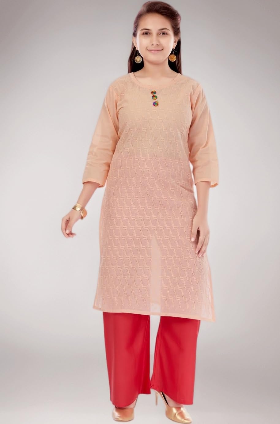 Aarika Girls Casual Wear Yellow Colour Embroidery Cotton Kurti