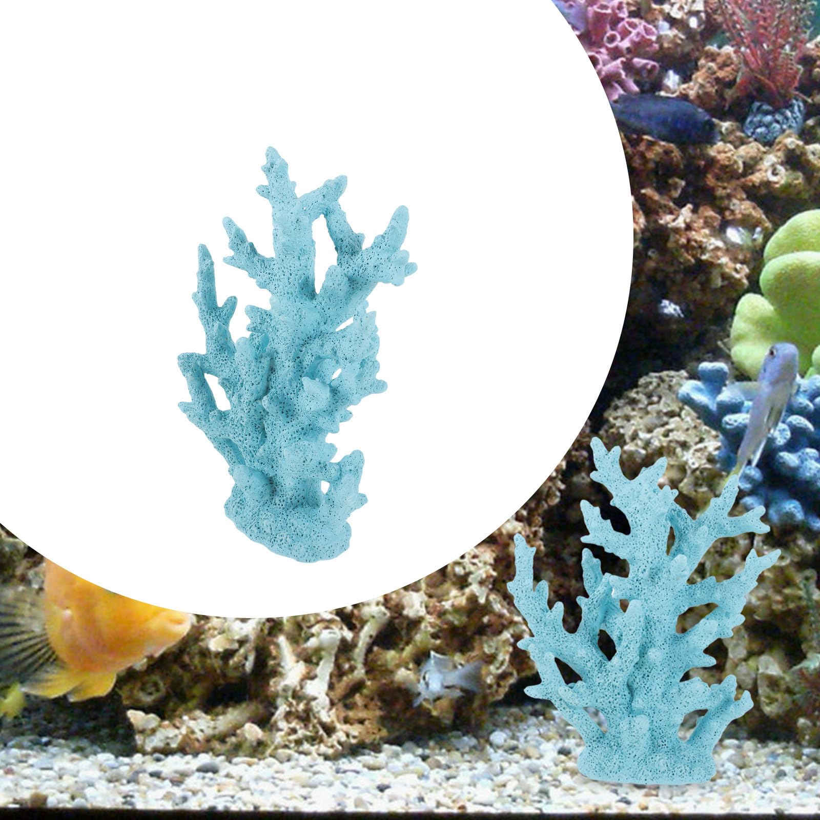 Toyvian Adorno de Coral Azul de Resina para Decoración de Acuario, Resistente Abrasión, Adecuado para Peces y Accesorios de Peceras