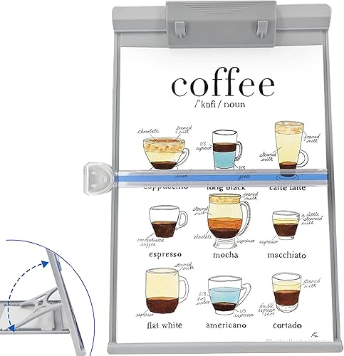 Barelove Soporte de papel de escritorio para documentos, soporte plegable para libros de lectura, soporte para copias, caballete con 7 posiciones