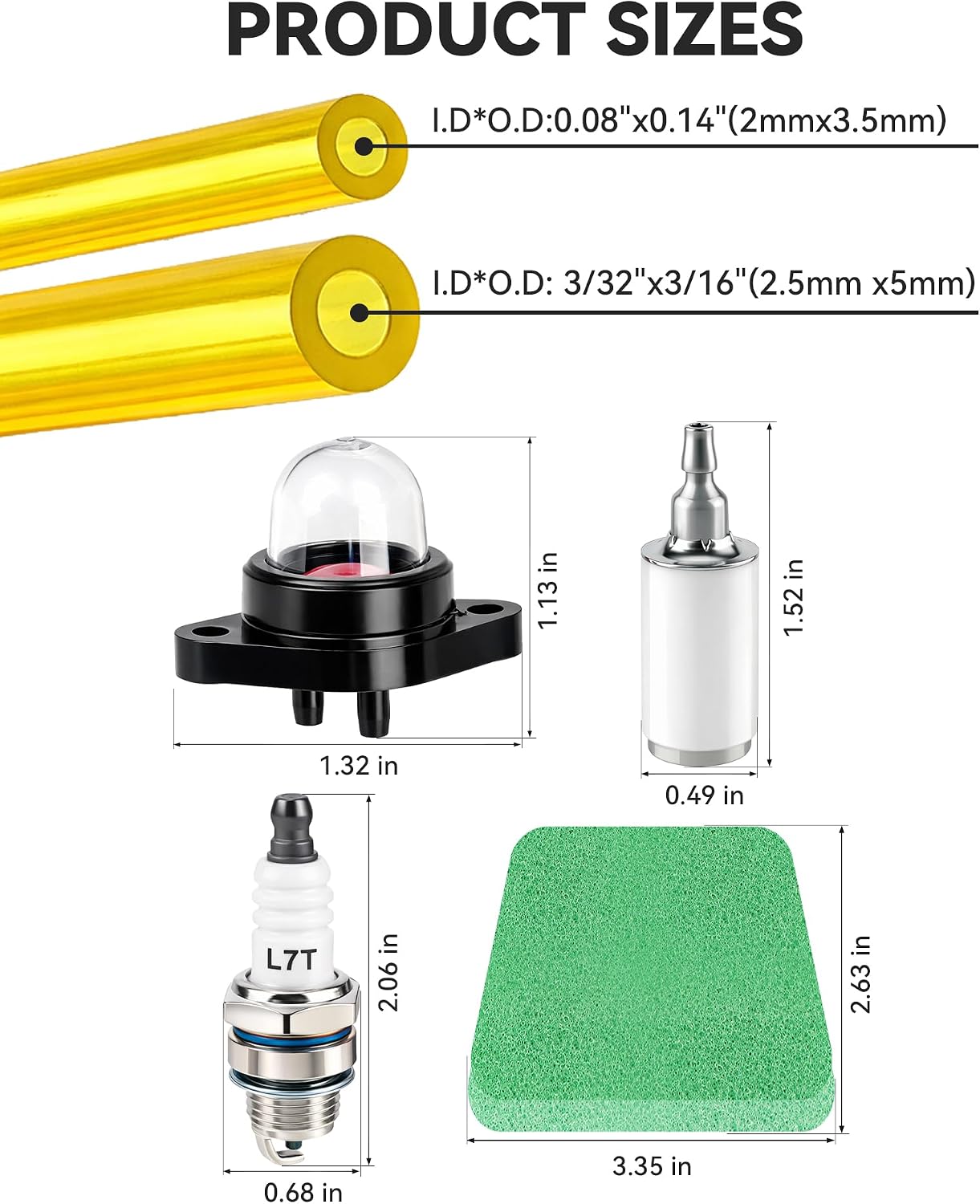 Fuel Line Air Fuel Filter Primer Bulb Spark Plug for Poulan Craftsman Chainsaw Replaces 530071835 530095646 530037793 188-513-1