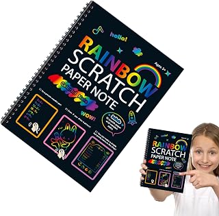 Notas para rascar para niños, cuadernos de arte de papel para rascar, notas para rascar, relleno de calcetines, papel para rascar para niños, manualidades, juego de papel para rascar mágicos
