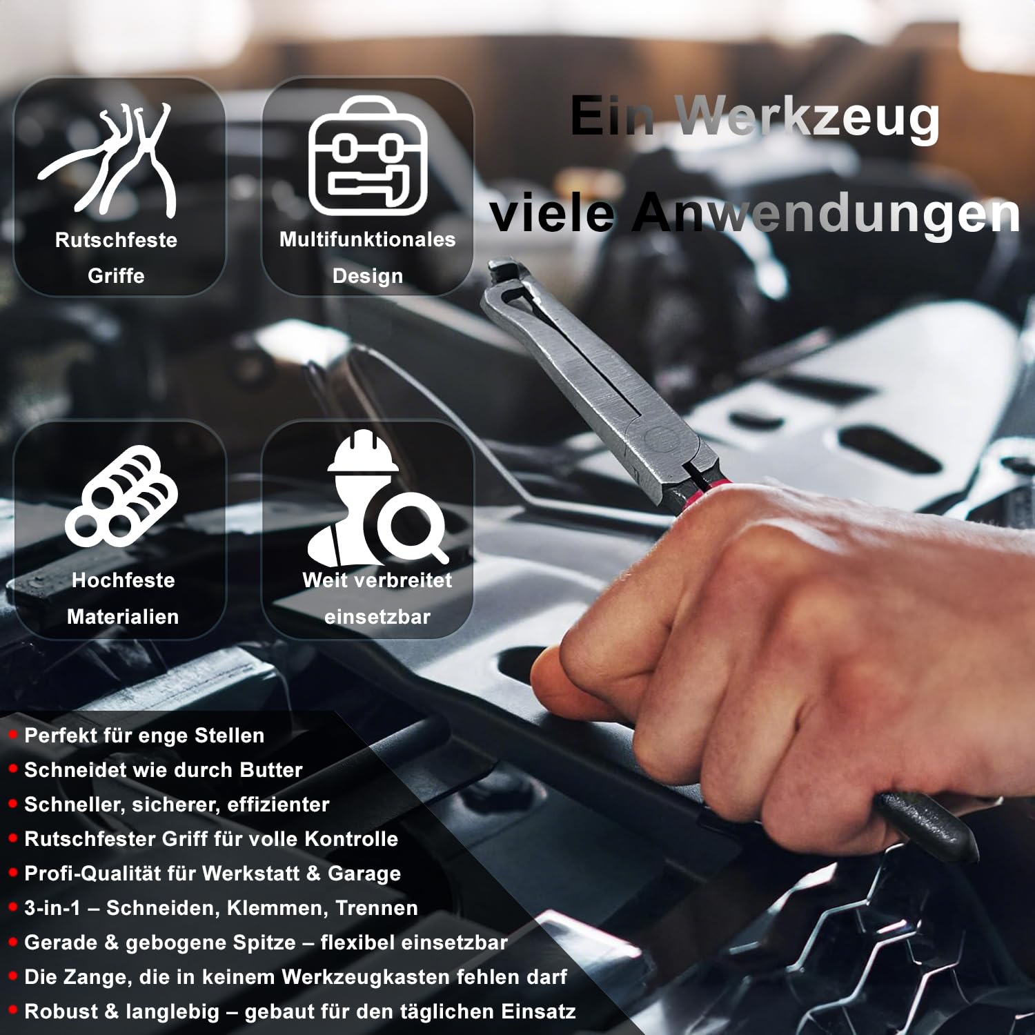 Elektrische Abziehzange, Steckverbinder-Zange für KFZ (1x Gerade & 1x 60° gebogen), Kraftstoffleitungswerkzeug mit rutschfestem Griff, Trennsatz für Luftmassenmesser und Einspritzdüsen