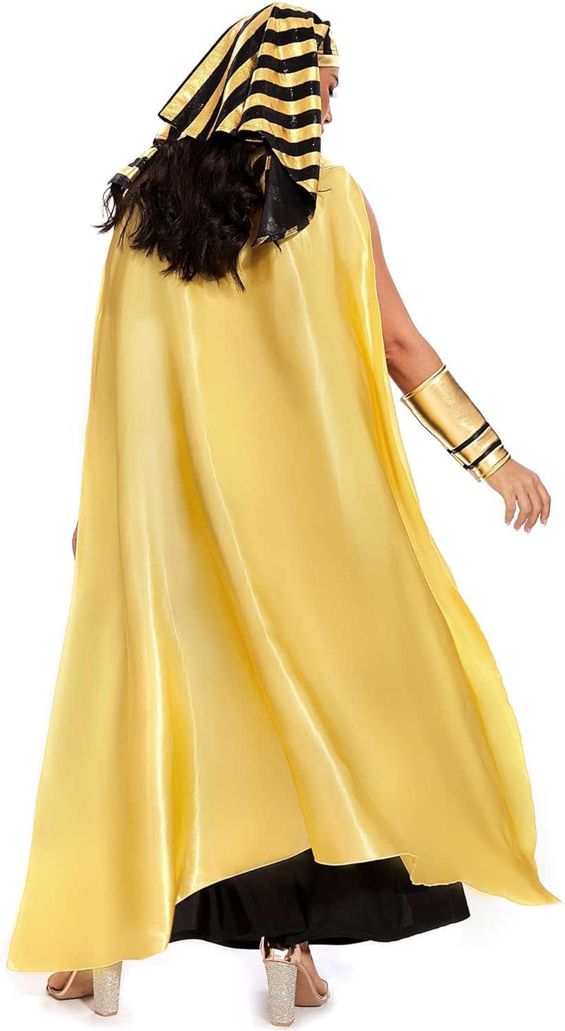 Cleopatra Costume for Women 5Pcs Egyptian Goddess Costume Dress Plus Size Egypt Queen Pharaoh Halloween Outfit Woman