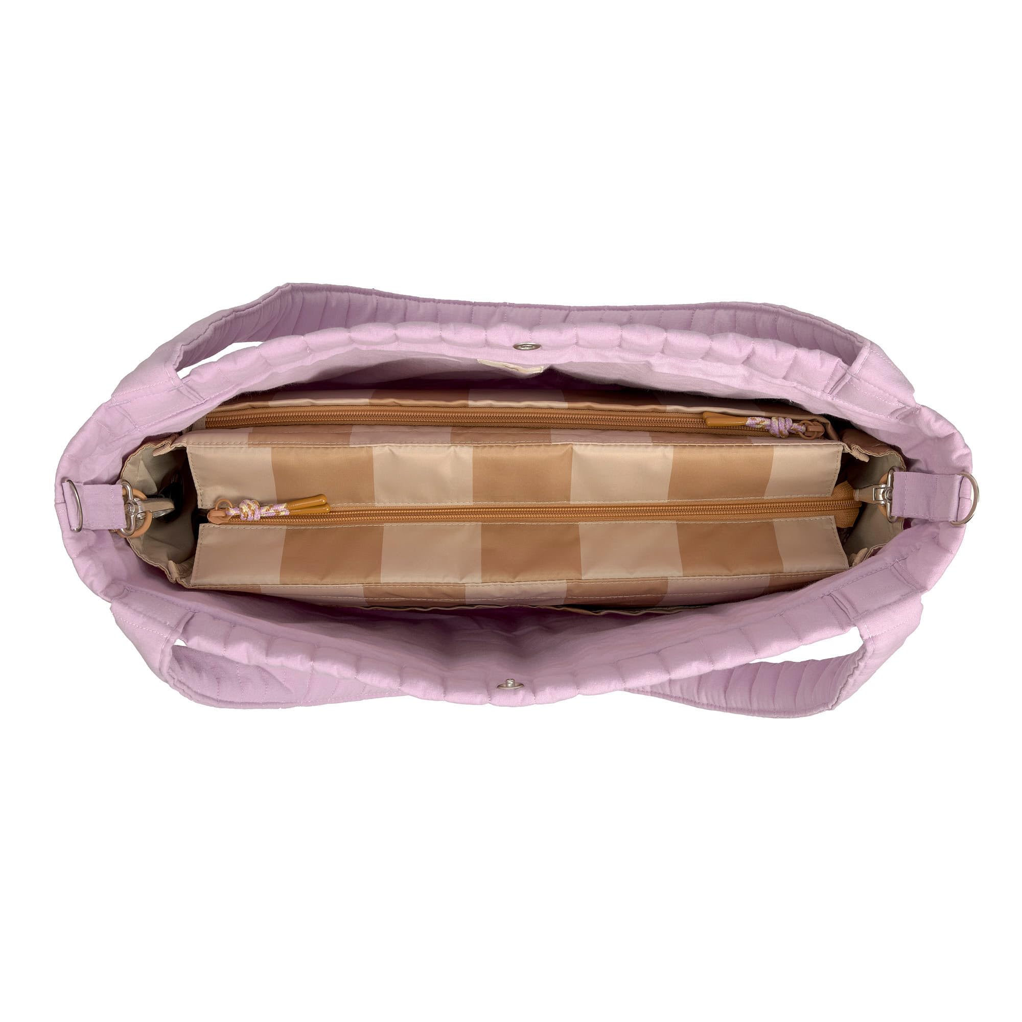LÄSSIG Bolso cambiador shopper con fijación para cochecito/Casual MIX Shopper Cotton lavender
