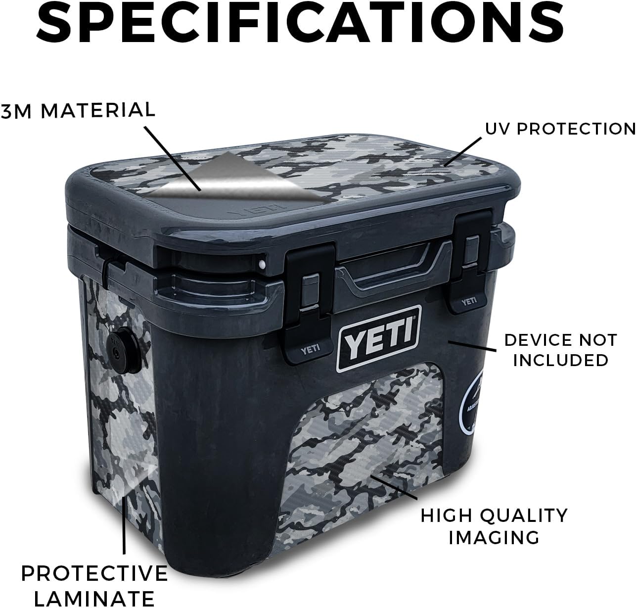Carbon Fiber Skin Compatible with Yeti Roadie 15 Hard Cooler - Gray Camouflage - Premium 3M Vinyl Protective Wrap Decal Cover - Easy to Apply | Crafted in The USA by MightySkins