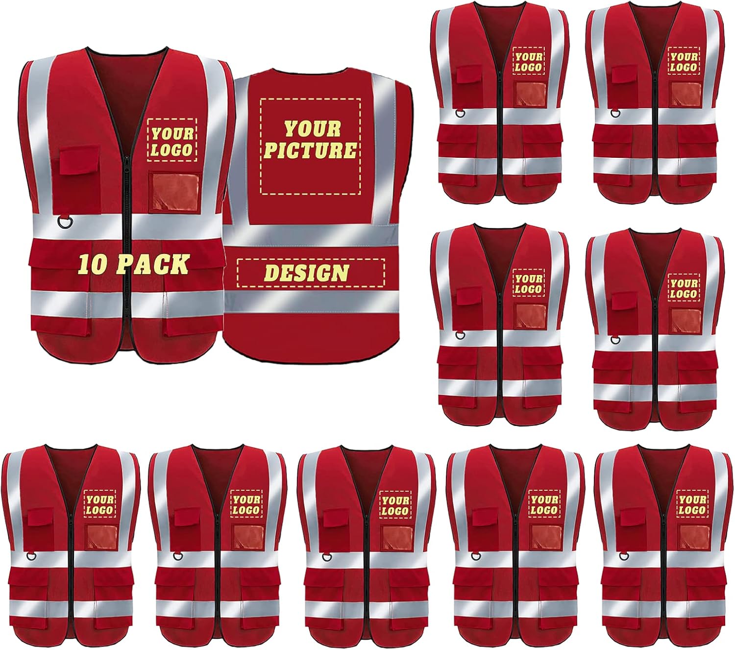 BeautyWill Custom Safety Vest Logo Class 2 High Visibility Reflevtive Vest Outdoor Protective Workwear