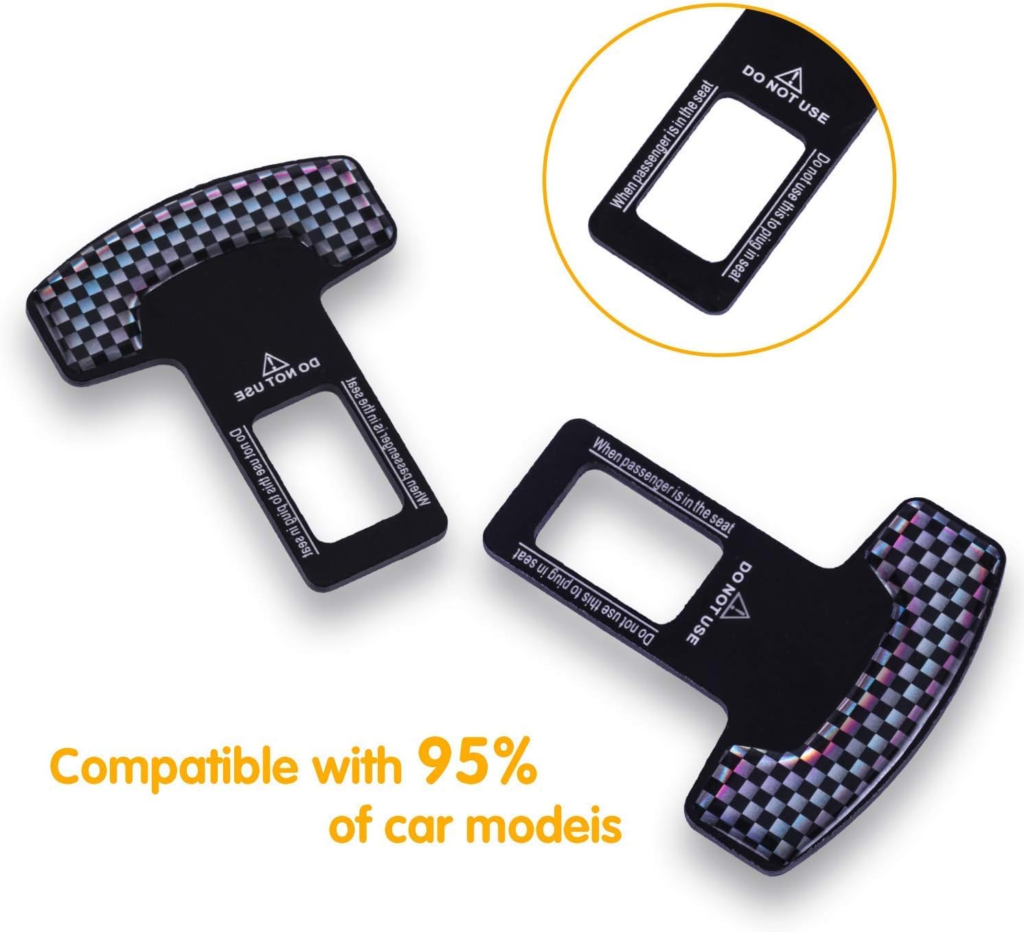 2 Pack Car Seat Belt Clip, Universal Car Seat Belt Silencer Metal Tongue, Seat Safety Belt Buckle Auto Metal Seat, Universal for Most Vehicle (Black): Automotive