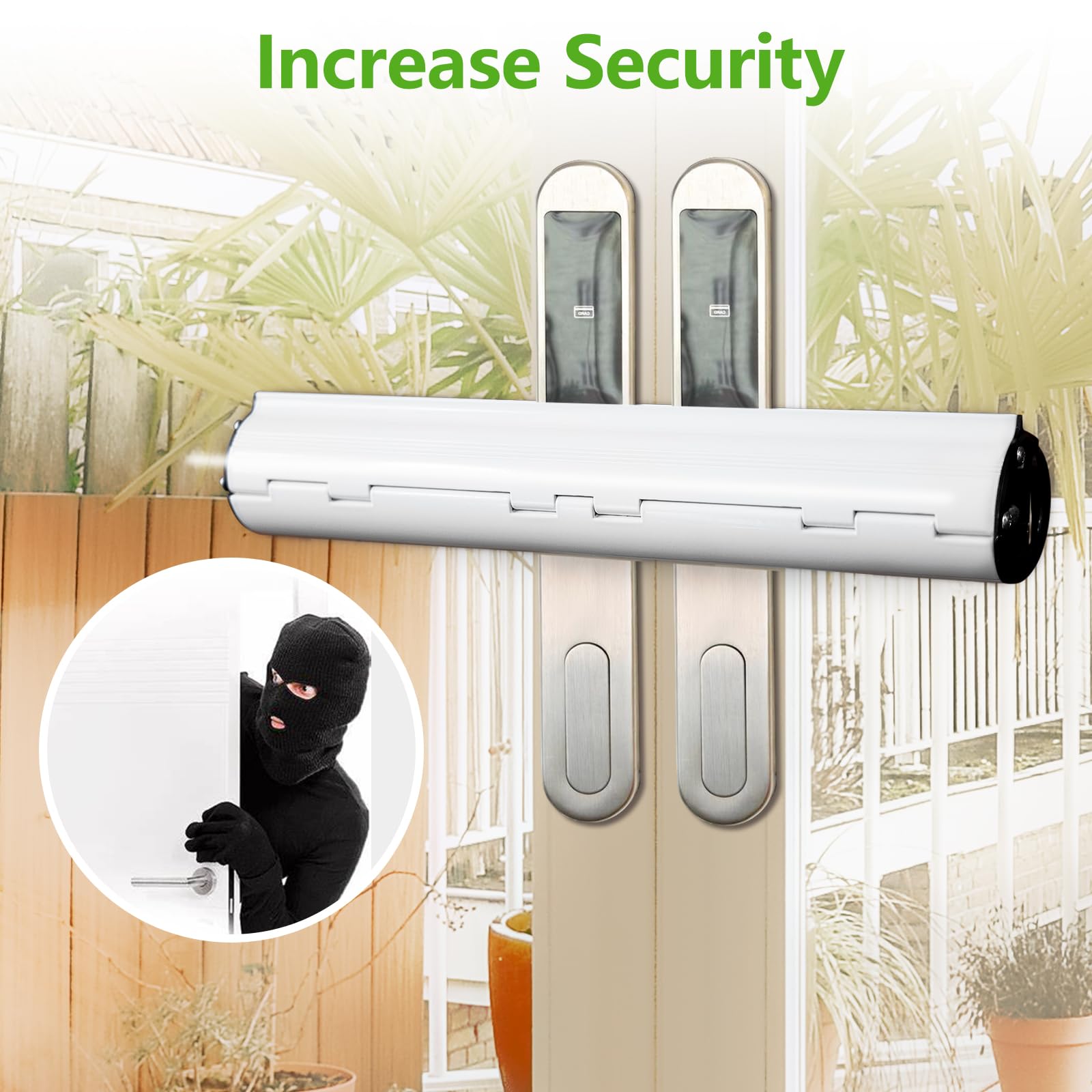 Lock for Patio French Security Lock - French Door Security Lock for French Double Doors with 2 Handle (White) - Image 3