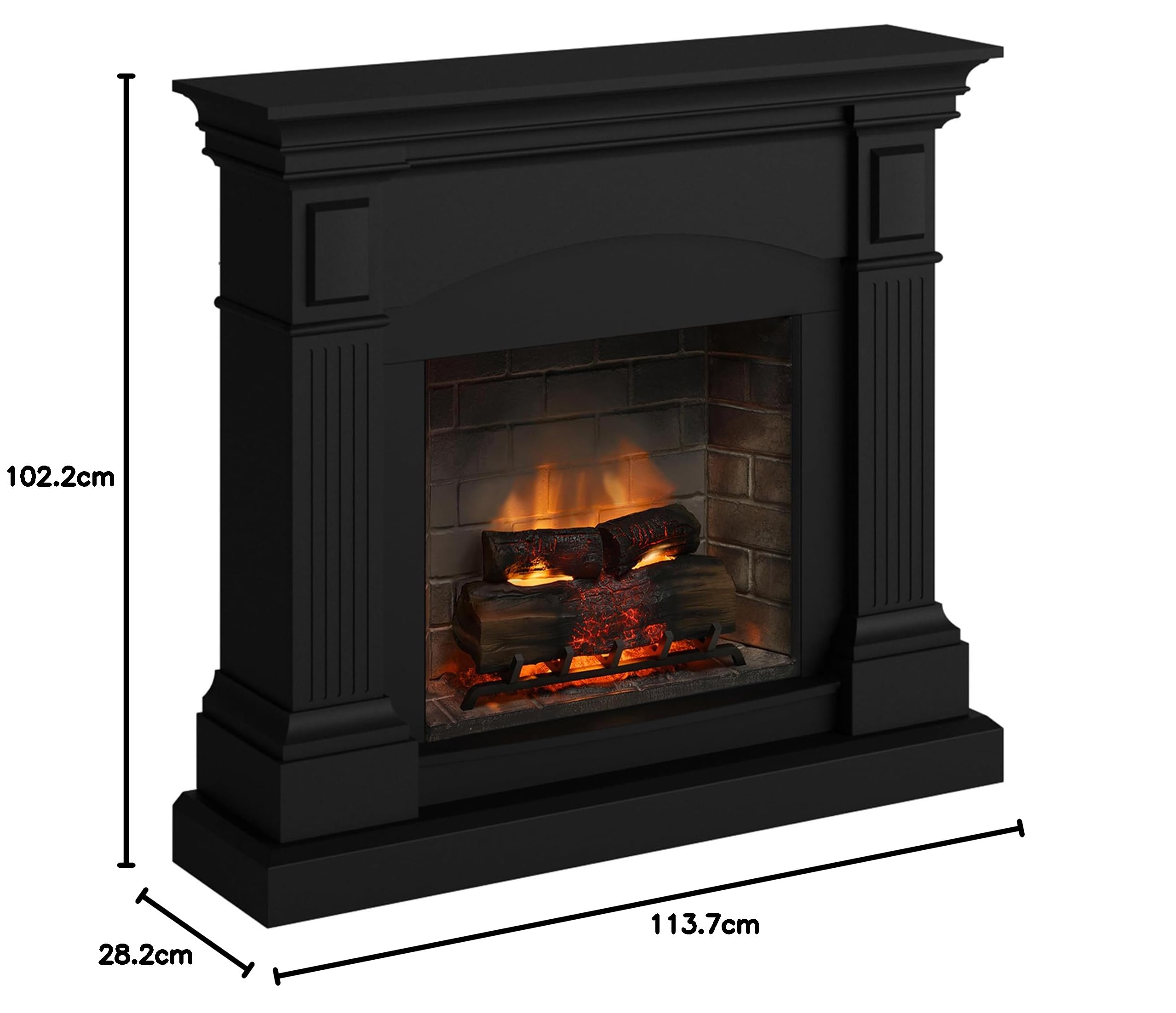 TAGU Magna Camino Elettrico con PowerFlame 2, Riscaldatore e Termostato, Suono Crepitante, Wi-Fi e Luce Ambientale (Nero Profondo)