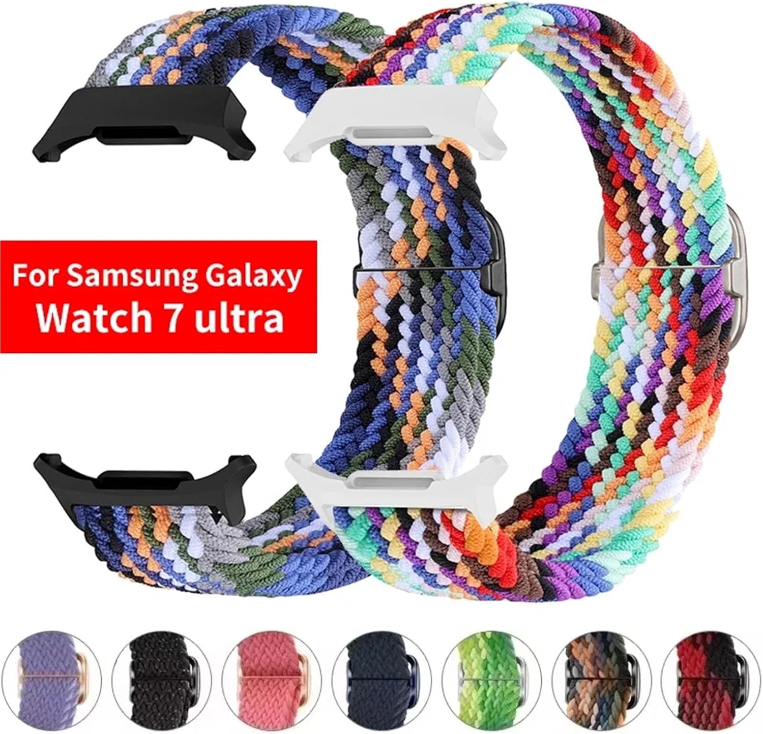ギャラクシーウォッチのための編組ソロループナイロンストラップ7ウルトラバンド47mm伸縮性ナイロン織りブレスレットコレアウォッチバン