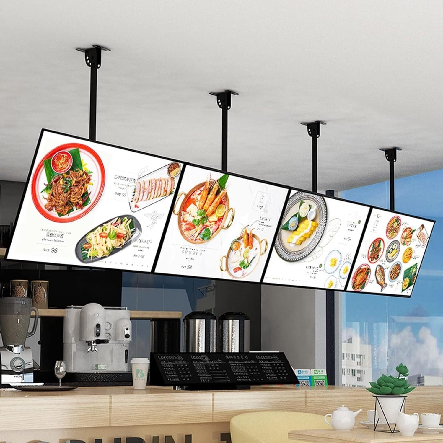 Ultra Slim Snap Frame LED Light Box, Illuminated Poster Display Screen, LED Backlit Menu Board, LED Advertising Light Boxes For Restaurant(4PCS 70x50cm (28x20inches))